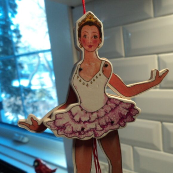 vintage Christmas wooden pull string ornament - Picture 3 of 3